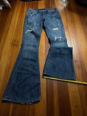 Work Custom Jeans Distressed Flare Leg Denim Flare Leg